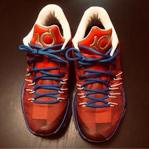 Nike KD 8 ID red and white sneakers